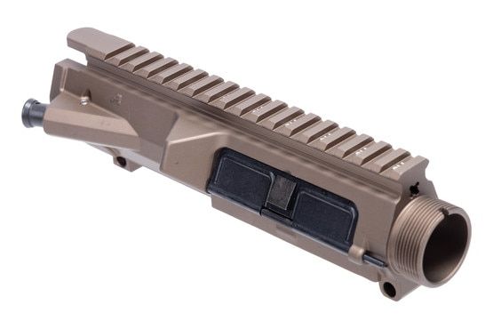 Aero M5 Threaded Assembled Upper Receiver in Kodiak Brown is T-marked.